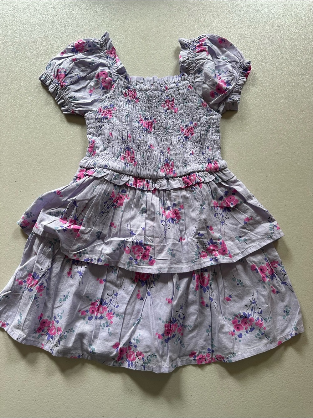 NWT Baby Gap Floral Tiered Dress with Puff Sleeves